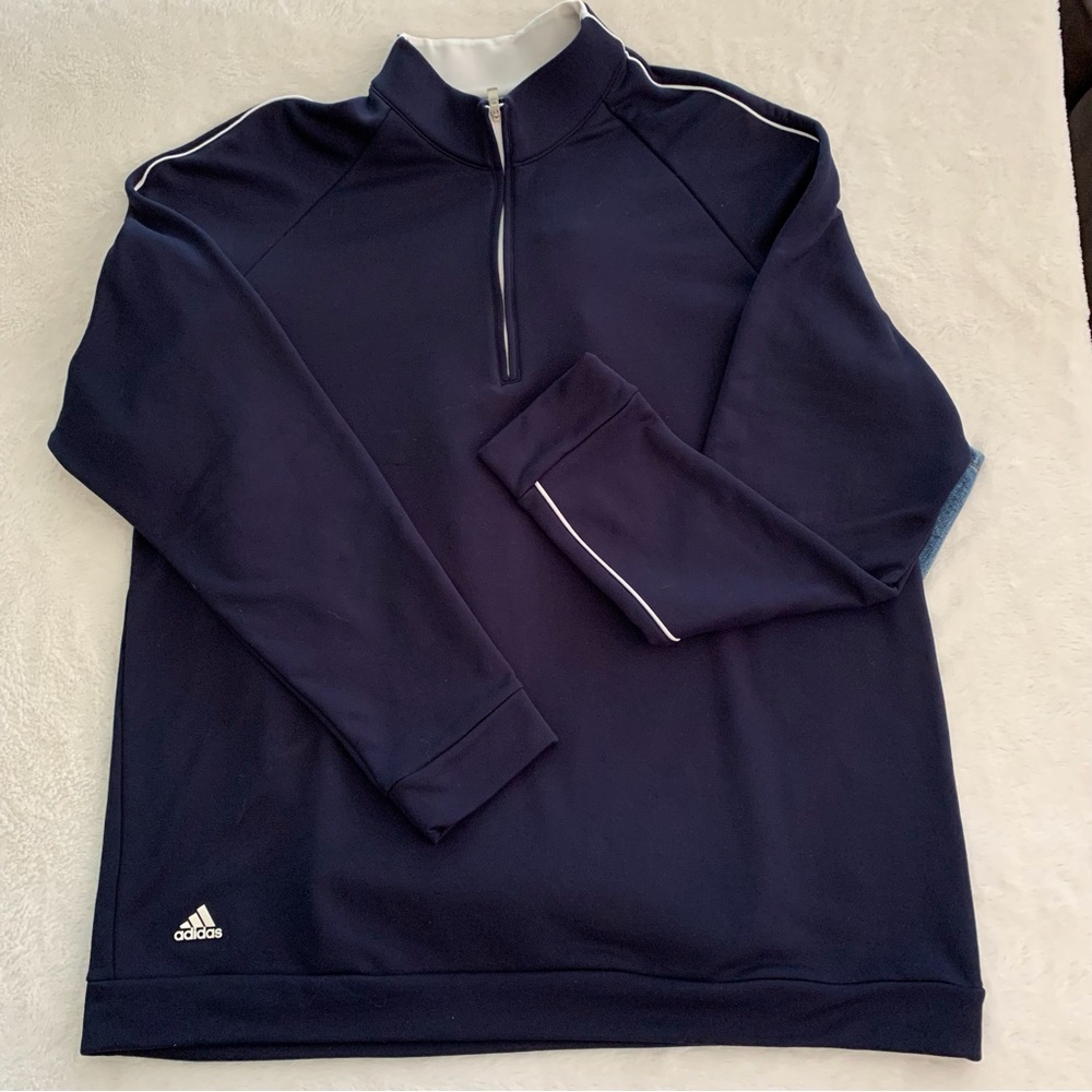 Adidas Climalite long sleeve navy blue 1/4 zip men's light weight pullover. XL. - Picture 2 of 4